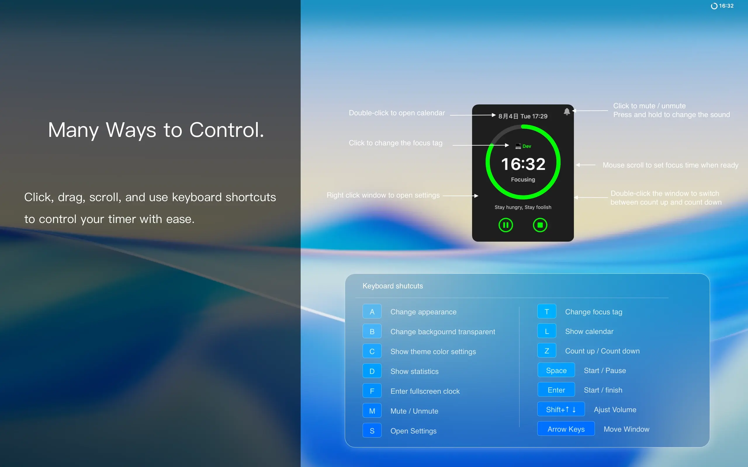 Focus4Timer timer window preview